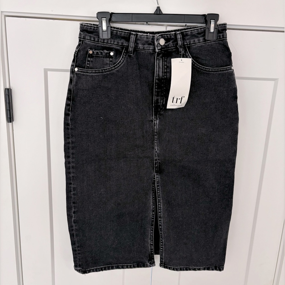 Black Zara Jean Pencil Skirt With Tags